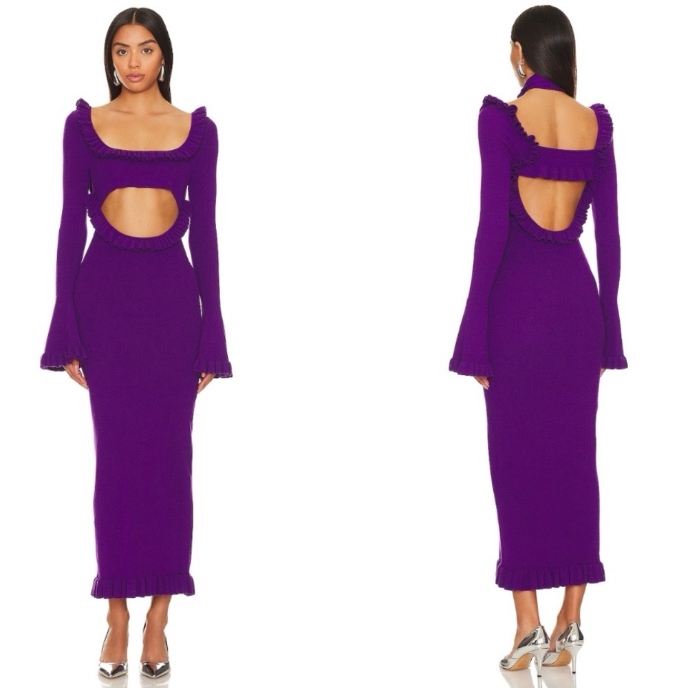 For Love And Lemons Purple Cutout Midi Dress